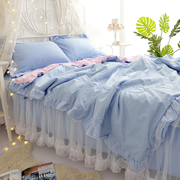 公主风床裙四件套全棉，纯棉被套蕾丝，床罩花边床单1.8m床上用品2024