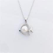 韩版时尚个性纯银项链小众设计小鱼儿珍珠吊坠百搭气质锁骨链