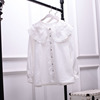 秋冬白色娃娃领衬衫女大码法式设计感小众衬衣钩花蕾丝领上衣