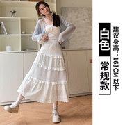 白色蕾丝棉半身裙女夏季韩版蛋糕裙碎花高腰中长款显瘦芭蕾风