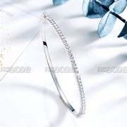 18K白金莫桑钻石手镯女款手链时尚简约单排钻细手链S925纯银