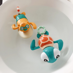 出美国倒霉熊的小皮划艇宝宝婴幼儿童乌龟拉绳浴室洗澡戏水玩具