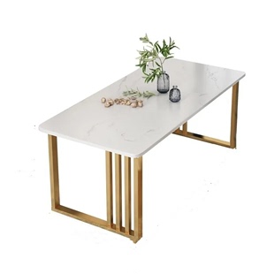 北欧轻奢岩板餐桌现代小户型，简约大理石桌商用洽谈长方形工作桌