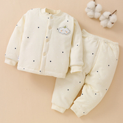 初生婴儿棉服冬季新生儿棉衣加厚冬装6一12月1岁宝宝分体夹棉套装
