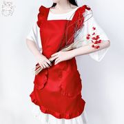 结婚围裙喜庆红色韩版陪嫁婚礼大红色新娘厨房婚宴喜事伴手礼时尚