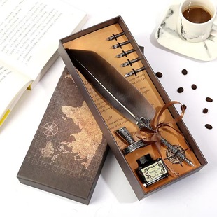 复古欧式羽毛笔蘸水笔，套装钢笔礼盒开学季礼物创意笔
