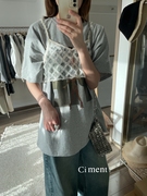 ciment 韩国 大版宽松短袖TEE蕾丝外穿吊带