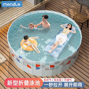 免充气游泳池家用儿童圆形，可折叠水池家庭婴儿，游泳桶户外支架泳池