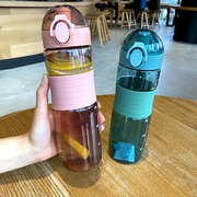 水杯塑料男女士创意带刻度便携防漏运动水壶小学生防摔简约杯子