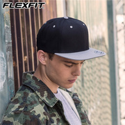 flexfit平沿帽男拼色嘻哈，帽街头时尚防经典，板帽潮棒球帽冬季