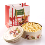 香港小熊小花曲奇网红手工饼干进口动物黄油铁罐零食原味礼盒505g