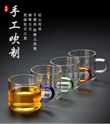玻璃小茶杯带把品杯透明品茗杯子耐热杯，功夫茶具套装加厚小品茗杯