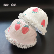夏季棉布花边婴幼儿护脑门发带满月百天宝宝儿童摄影0-3个月帽子