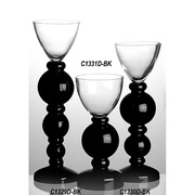 欧式黑色玻璃烛台花瓶创意装饰摆件婚庆酒店电镀银色客厅配套古典