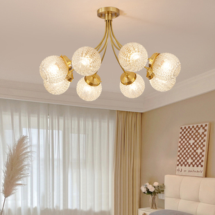 美式全铜灯饰法式现代简约客厅，卧室灯书房，北欧轻奢玻璃吸顶灯吊灯