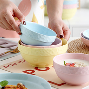 个性创意陶瓷碗盘套装，彩色简约家用米饭碗，汤碗盘子餐具单个组合