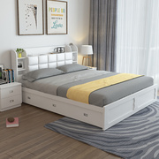 板式床现代简约多功能主卧箱体，床抽屉床1.5m1.8米气动高箱储物床