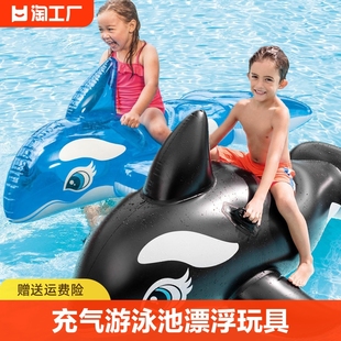 水上乐园充气游泳池漂浮玩具儿童游泳圈海豚坐骑虎鲸大鲨鱼独角兽