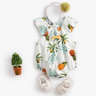 婴儿服装菠萝印花婴儿连体衣，短袖夏天婴儿连体衣babyclothes新生