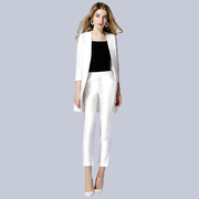 USPECIAL欧美高端白色职业套装女中长西装套装显瘦两件春夏气质OL
