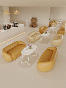 网红咖啡厅甜品奶茶店桌椅组合卡座沙发美容院服装店洽谈接待沙