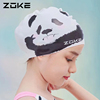 zoke洲克熊猫硅胶泳帽成人儿童男女通用防水可爱卡通训练泳帽