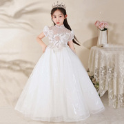 新中式立领礼服生日公主裙女大童花童婚礼女孩，钢琴演奏礼服主持人
