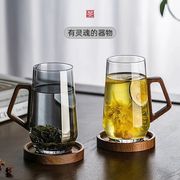 中式高档茶杯玻璃杯家用泡绿茶专用男士带把水杯办公室水晶杯子