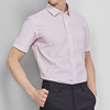 罗米欧男士男装夏季尖领条纹提花青年商务休闲短袖衬衫