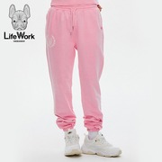 LifeWork2023秋季粉色设计束腿裤女士卫裤通勤运动裤子休闲裤