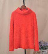 秋冬安哥拉兔毛，兔绒长毛保暖舒适大红色高领套头毛衣女装