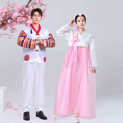朝鲜舞蹈服装女士宫廷婚庆日常演出服，朝鲜民族舞台礼服男士古装秋