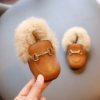 女宝宝鞋子秋冬季加绒婴儿，棉鞋软底0-1一岁2幼儿，皮鞋豆豆鞋毛毛鞋