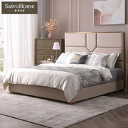 轻奢美式床现代简约真皮床卧室双人床，1.8米主卧高箱婚床皮艺软床