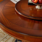 定制意伟旗林欧式实木餐桌椅，组合圆形饭桌实木雕，花带转盘餐桌18米