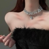 巴洛克彩色宝石珍珠钻石项链女轻奢，夸张颈链高级感婚纱礼服锁骨链
