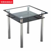 钢化玻璃方桌双层四方桌，小户型洽谈桌子简约现家用饭桌正方形餐桌