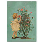 玫瑰女孩复古艺术装饰画，玄关挂画欧式自粘贴画油画布打印画芯海报