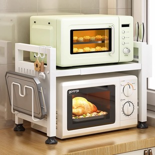厨房微波炉架子置物架家用台面，烤箱收纳架可伸缩双层多功能架子