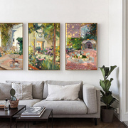 花园索罗拉单幅油画布欧式风景装饰画客厅沙发背景无框画餐厅挂画
