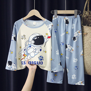 春秋季儿童睡衣长袖套装可爱卡通，中大童男孩女童宝宝家居服太空人