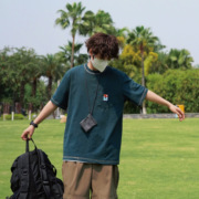 青年Culture2023明线设计绿色系百搭圆领短袖滑雪标装饰口袋T恤