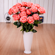 仿真玫瑰花束干燥花塑o料花假花单支客厅装饰花绢花餐桌摆件花艺