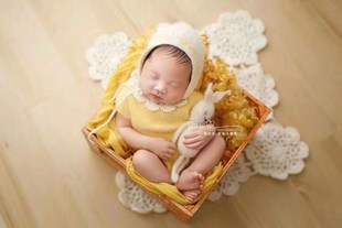 儿童摄影服装影楼满月百天宝宝拍照服饰婴儿手工毛线编织衣服