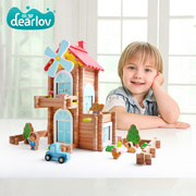 亲箩手工拼装diy小木屋儿童积木玩具益智木制小房子别墅模型