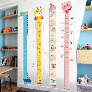 墙纸自粘儿童房间装饰身，高墙贴卡通小孩，宝宝测量尺身高贴纸可移除