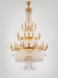 法式全铜水晶吊灯欧式奢华复式楼别墅客厅宫廷，大吊灯卧室餐厅灯具