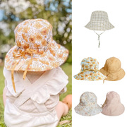 儿童太阳帽印花防紫外线2023欧美风夏季婴儿防晒帽宝宝遮阳帽
