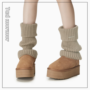 棕色腿套辣妹y2k针织堆堆，袜秋冬配雪地，靴加厚冬季保暖袜套女款长