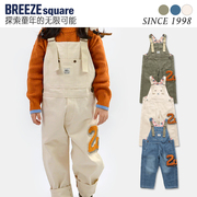 BREEZEsquare同款字母贴布工装风背带裤儿童连体裤R119014